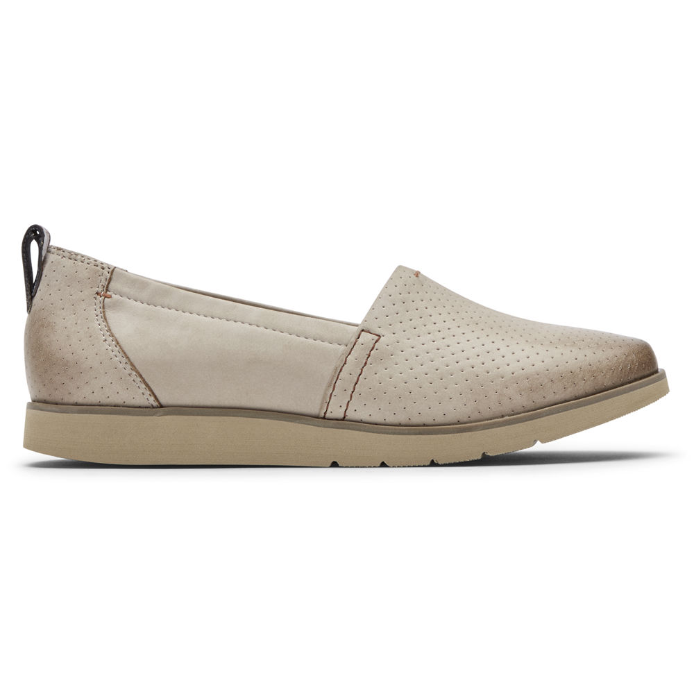 Rockport Slip-Ons Dame Beige - Cobb Hill Laci - SNML13459